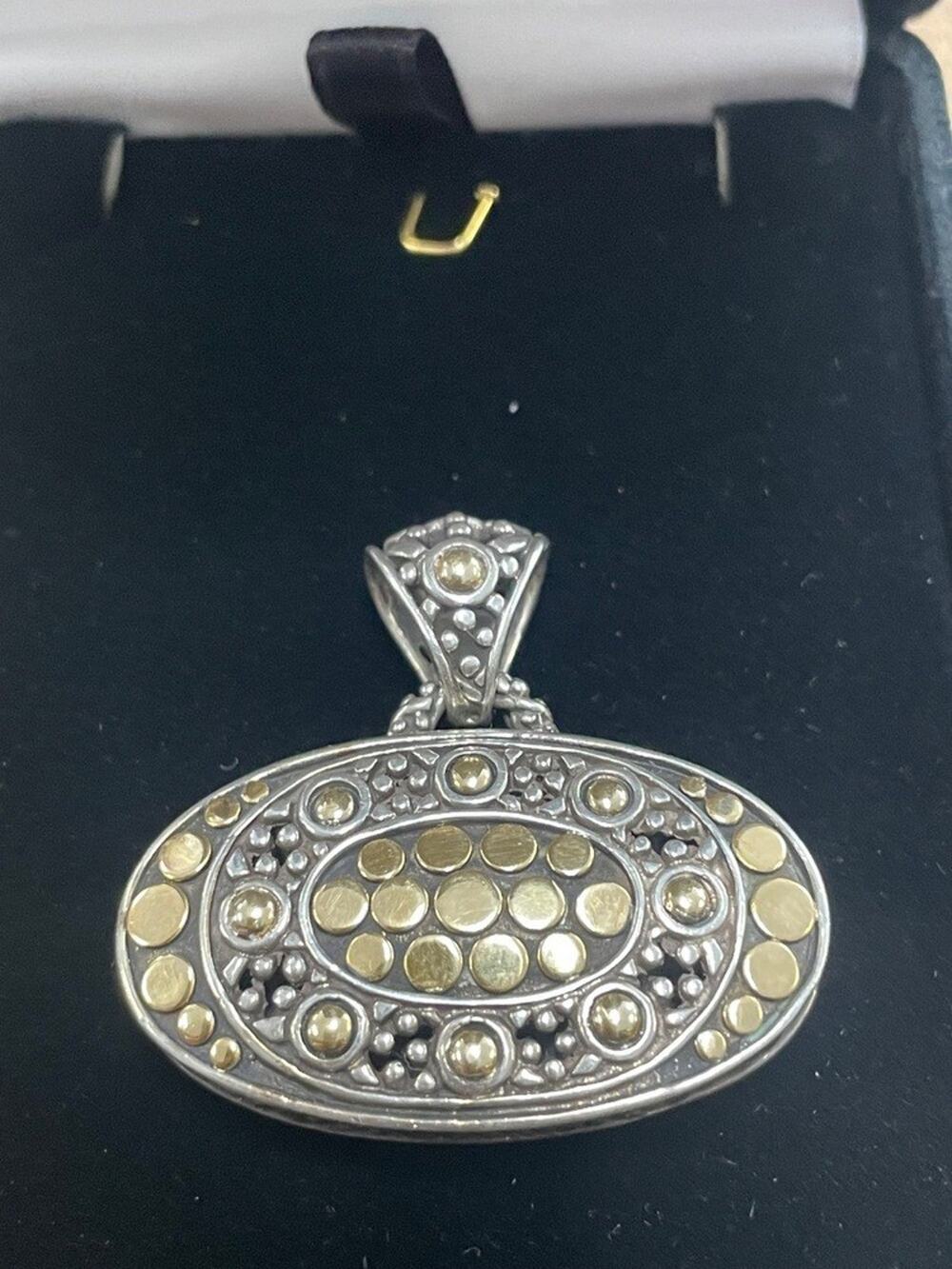 John Hardy Jaisalmer Dot 18K Gold & 925 Silver Oval Pendant -PPSKN369043